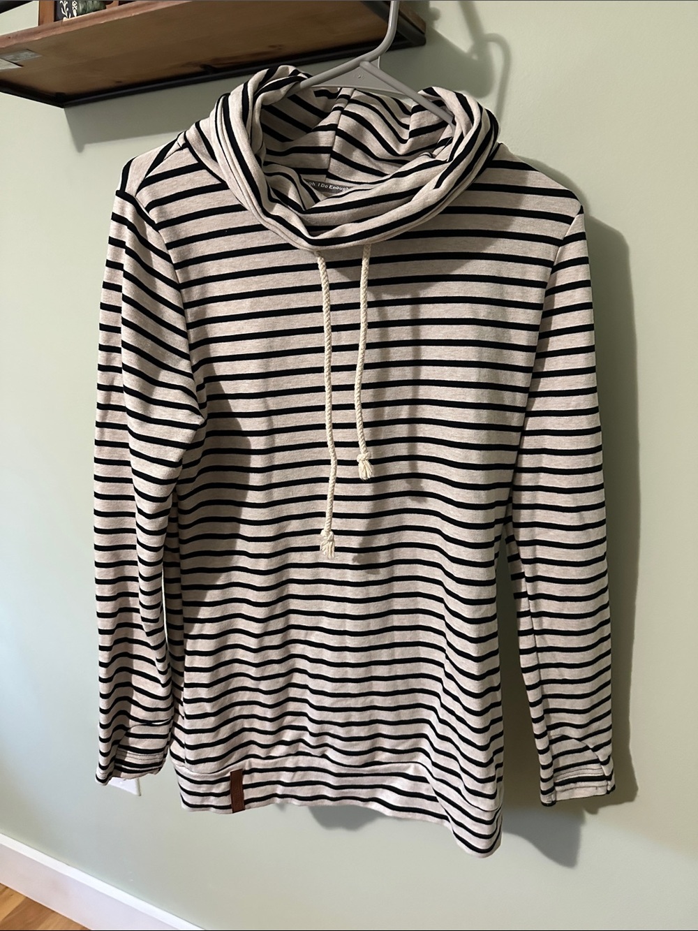 AMPERSAND AVE Black & Cream Striped Turtleneck Sweater
